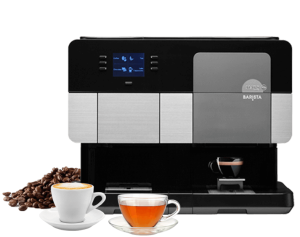 Picture of Barista coffee machine, coffee cup, tea cup and coffee beans