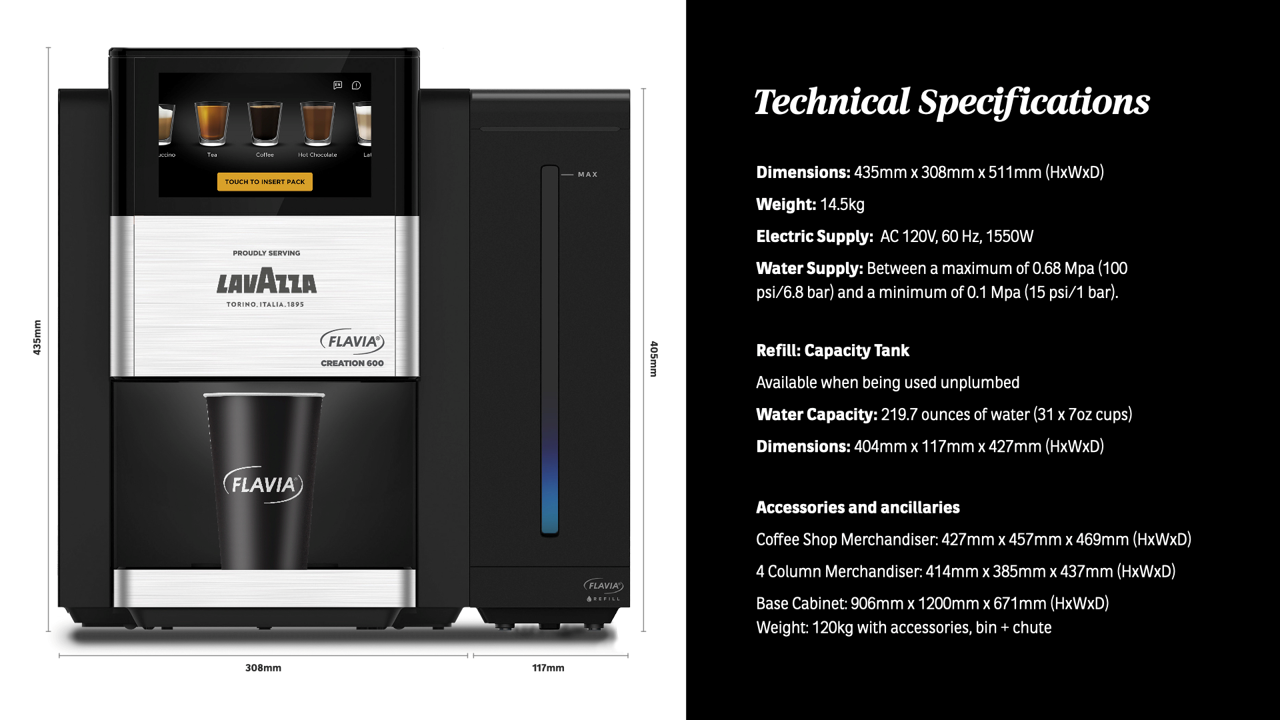 Flavia Creation 600 Dimensions - KSV